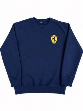 Ferrari Style Black Crewneck Sweatshirt Mens Medium Racing Logo Pullover